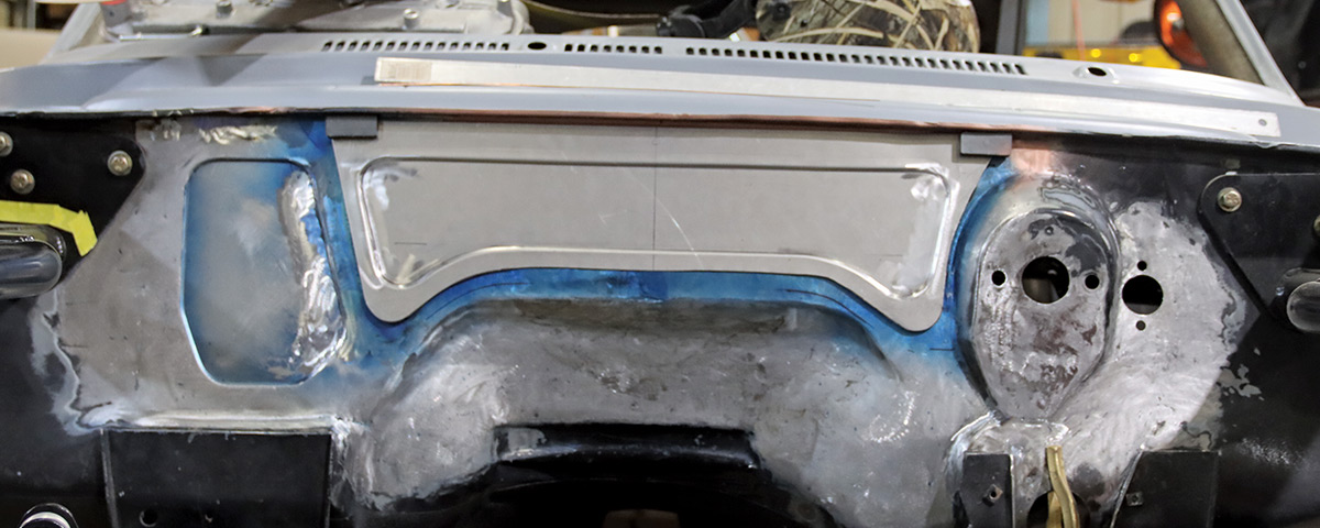 1967 Nova fully fabricated and smoothed firewall bead rolled panel hot rod engine bay ready