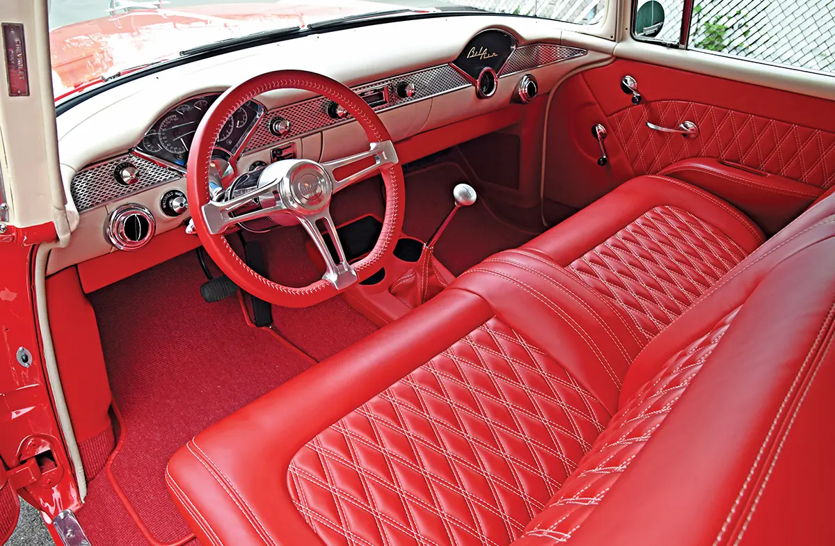 1955 chevy bel air custom red interior diamond stitching restored classic