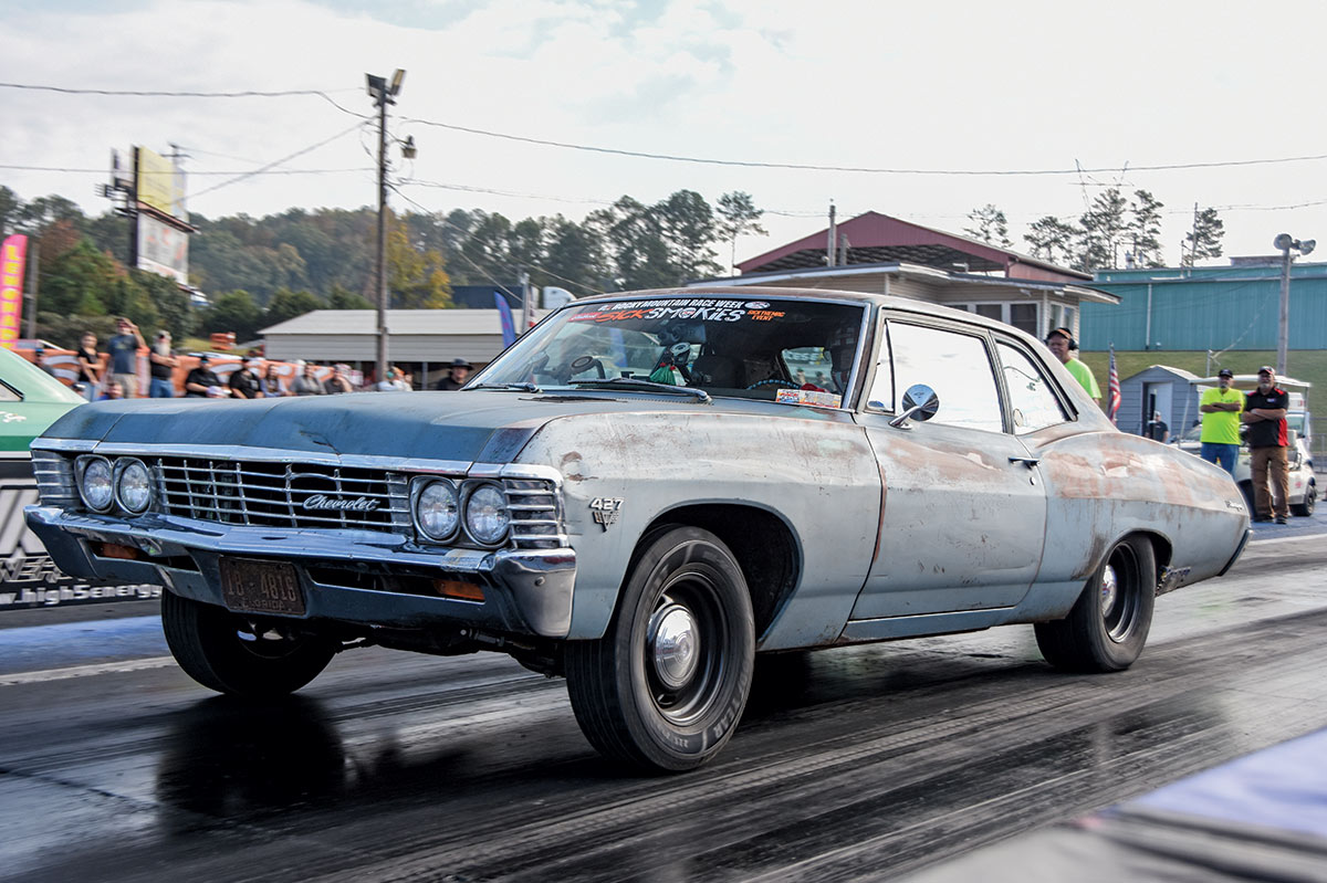 1967 Impala 427 badge sleeper launch patina finish rear lift Sick Smokies