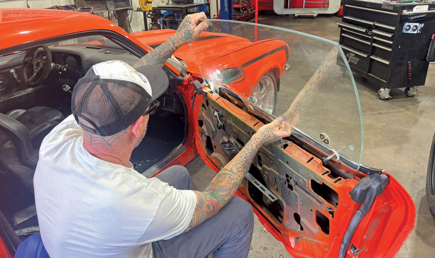 1971 camaro driver door glass install classic muscle car restoration shop