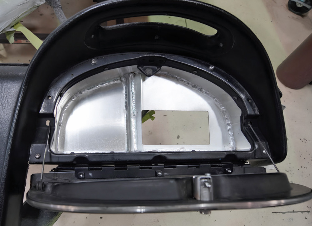 1965 Corvette glovebox reinforcement with welded aluminum inner panel
