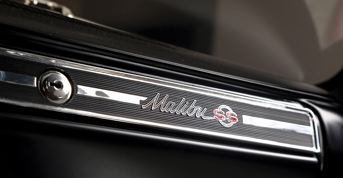 1965 Chevelle Malibu SS dash badge, chrome trim panel