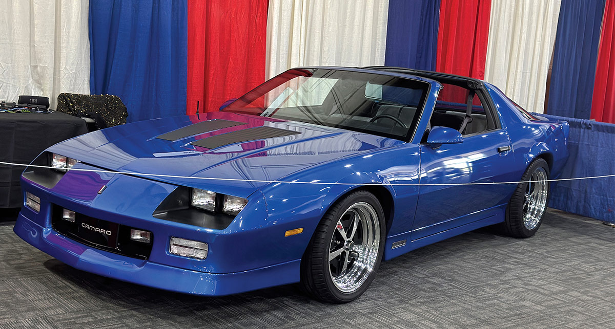 Bright blue third-generation custom Chevy Camaro