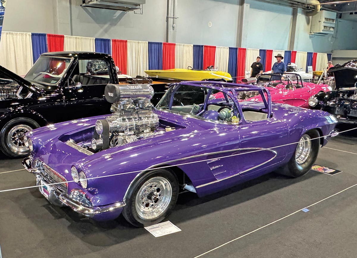 Purple 1962 Corvette gasser with custom engine