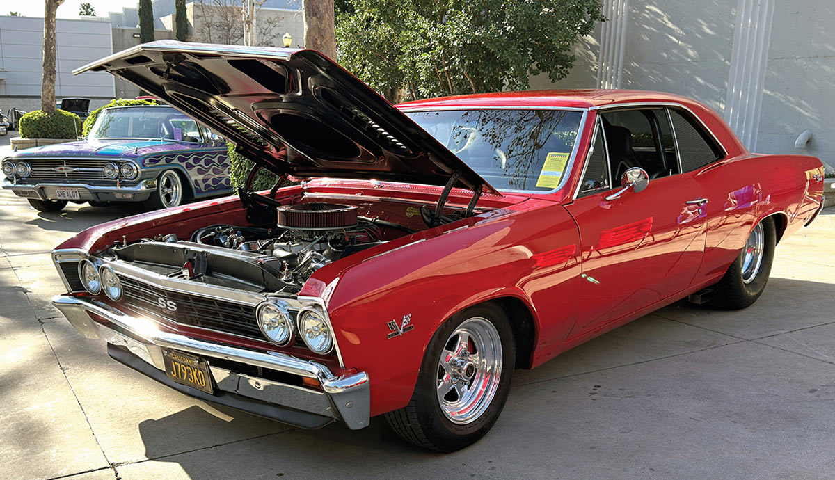 Bright red 1966 Chevy Nova on display