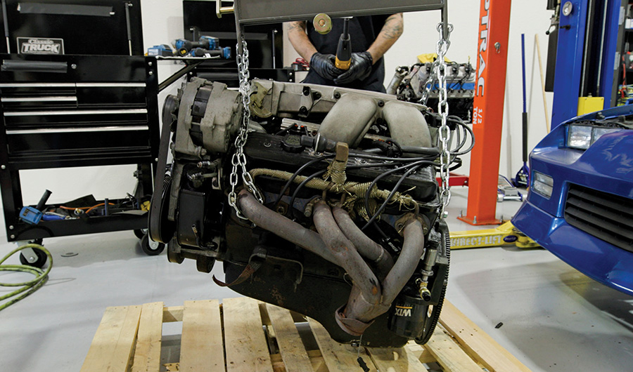Original engine removed from the project car.