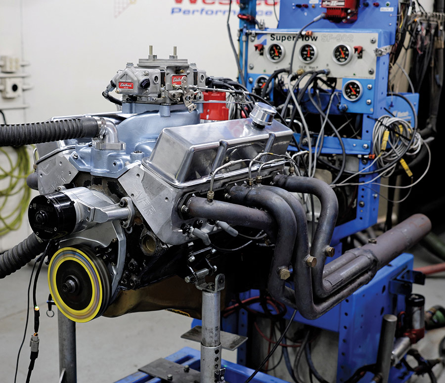 Engine on dyno during test pulls.