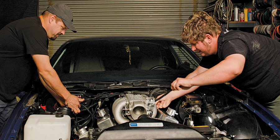 Wiring the engine at FiTech.