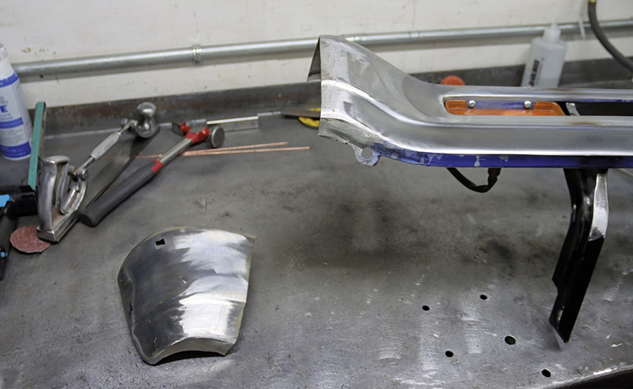 Trimming bumper ends to tuck closer.