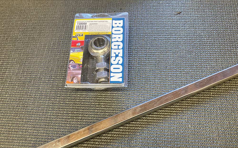 Borgeson rod end shaft support and stainless steel DD shaft.