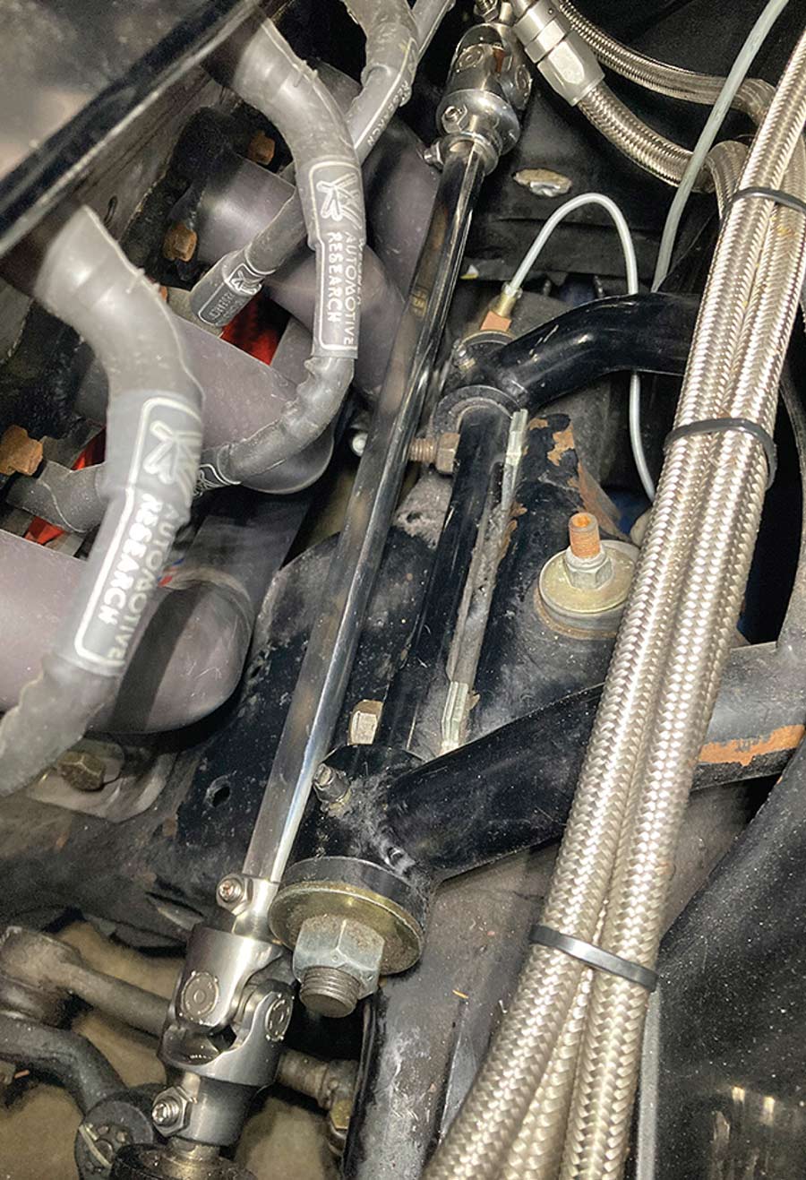 New steering linkage installed between column and box.