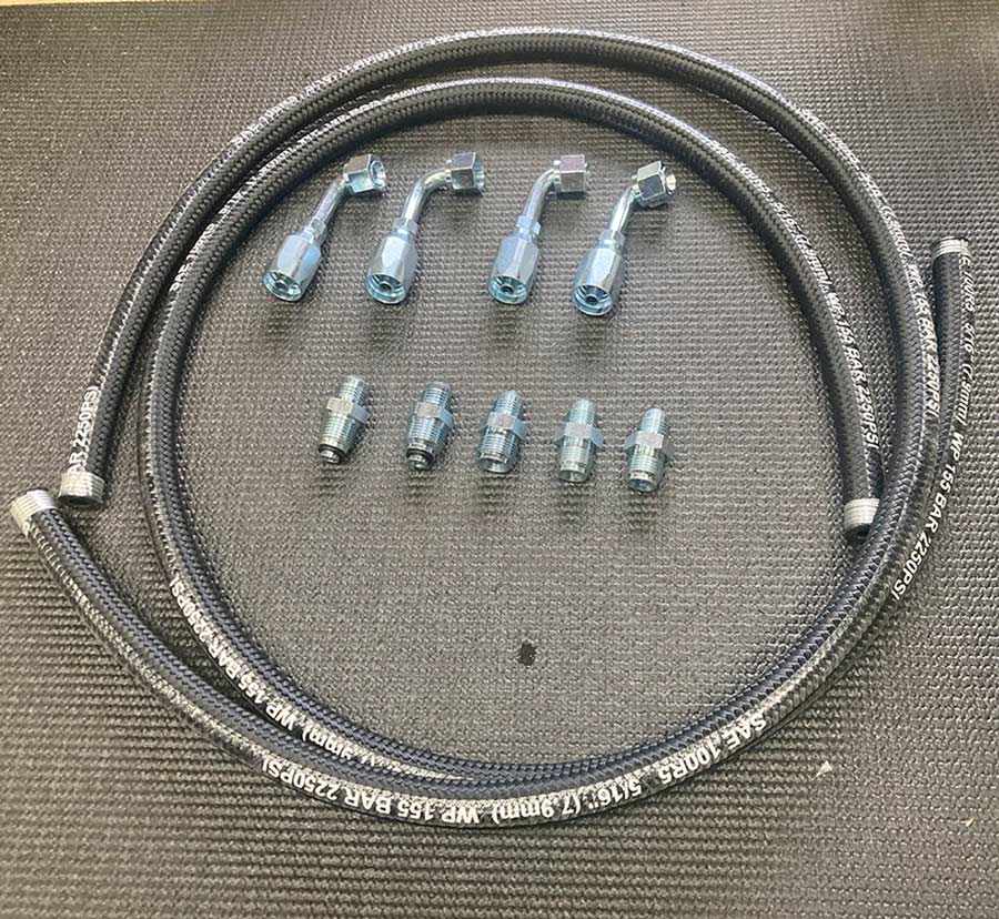 CPP hydraulic hoses and assorted metal fittings.