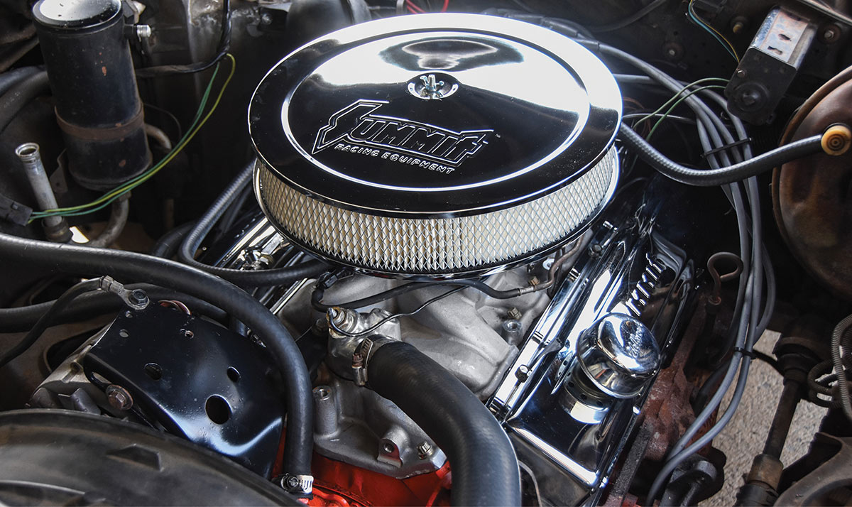 Finished engine assembly with chrome air cleaner.