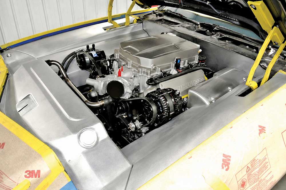 Final assembled engine bay highlighting the smooth metalwork.