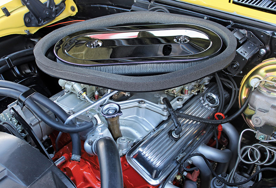 Close-up of the small-block 302 engine in a 1967 Z28.