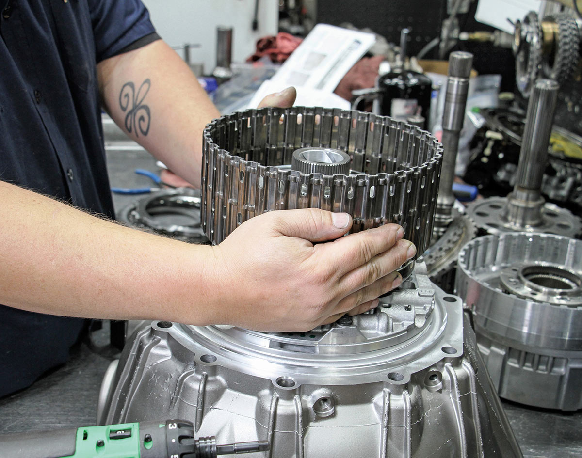 Test-fitting drum into the pump back.