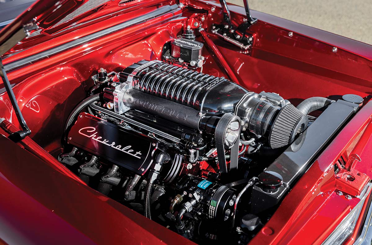 Engine bay featuring a black Whipple supercharger on an LS.